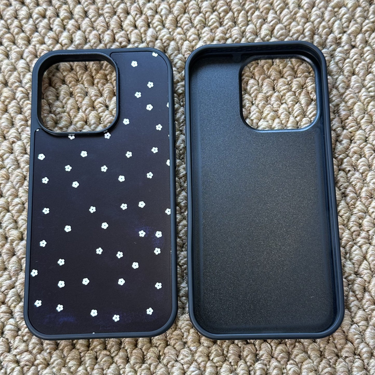 Floral & Stars Print Black Edge Acrylic Phone Case