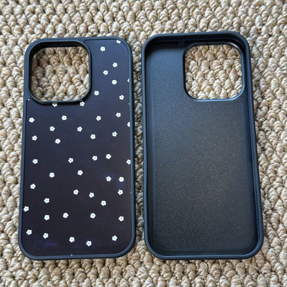Floral & Stars Print Black Edge Acrylic Phone Case