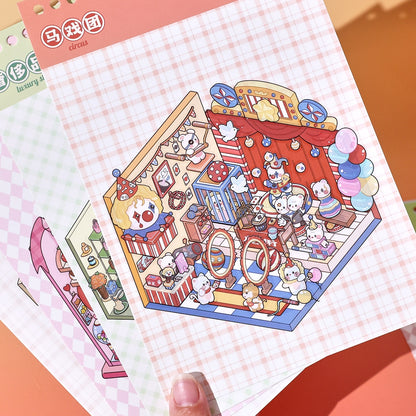Commercial Town 3D Sticker Book