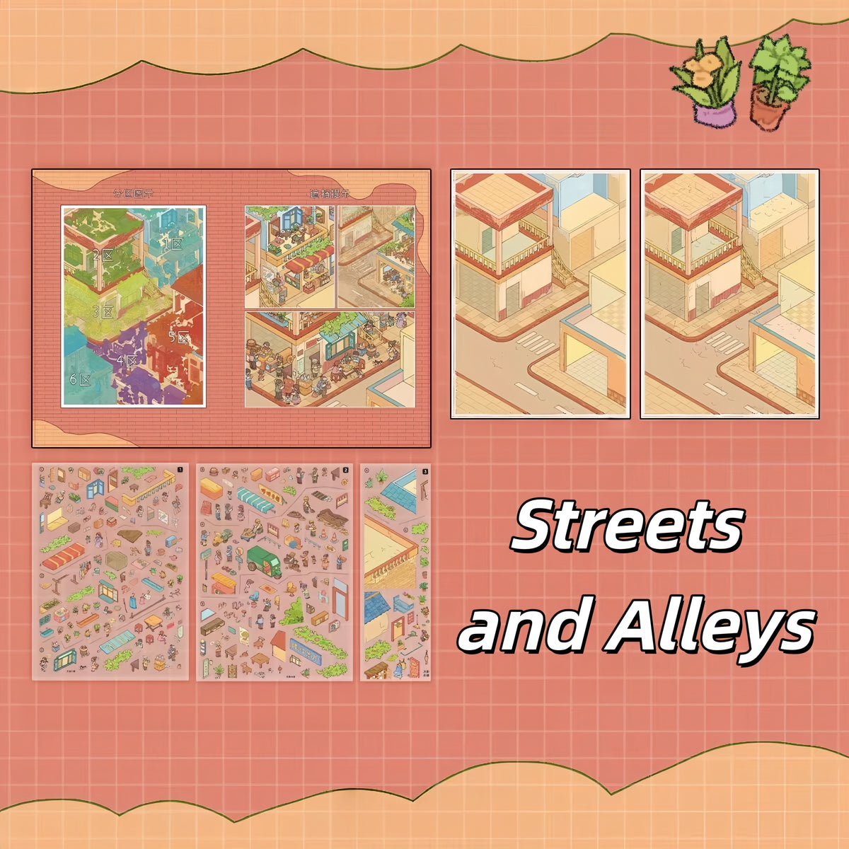 Streets of Flavor 3D Sticker | 5 Cute Miniature Scenes