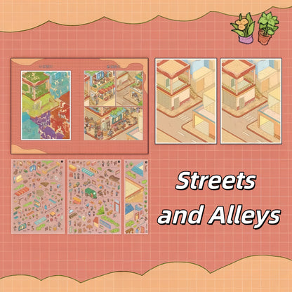 Streets of Flavor 3D Sticker | 5 Cute Miniature Scenes