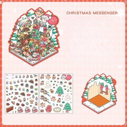 Merry Chrismas 3D Sticker | 4 Cute Miniature Scenes