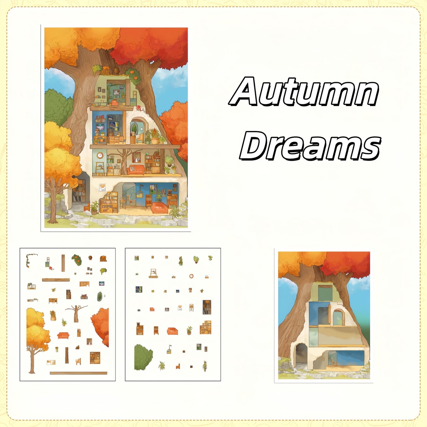 Dream Weavers 3D Sticker | 4 Cute Miniature Scenes