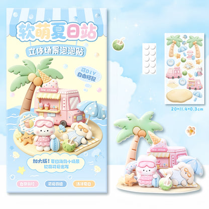 Fluffy Friends 3D Stackable Stickers | 6 Cute Miniature Themes