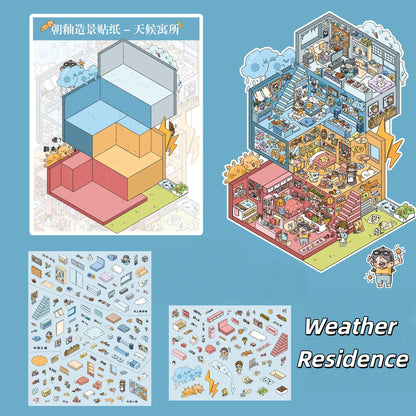Apartment Series 3D Sticker | 3 Cute Miniature Scenes
