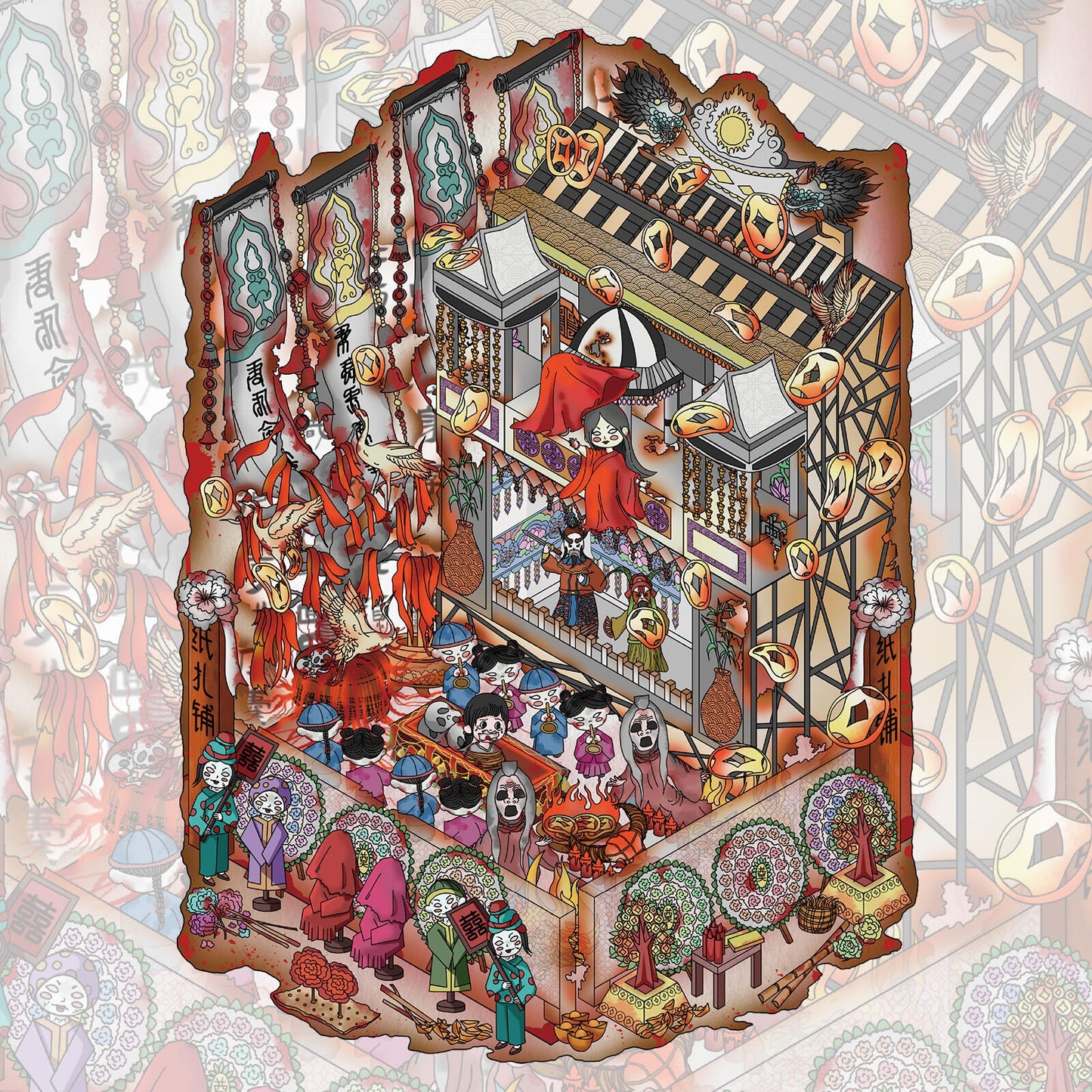 Paper Effigy Bride 3D Sticker