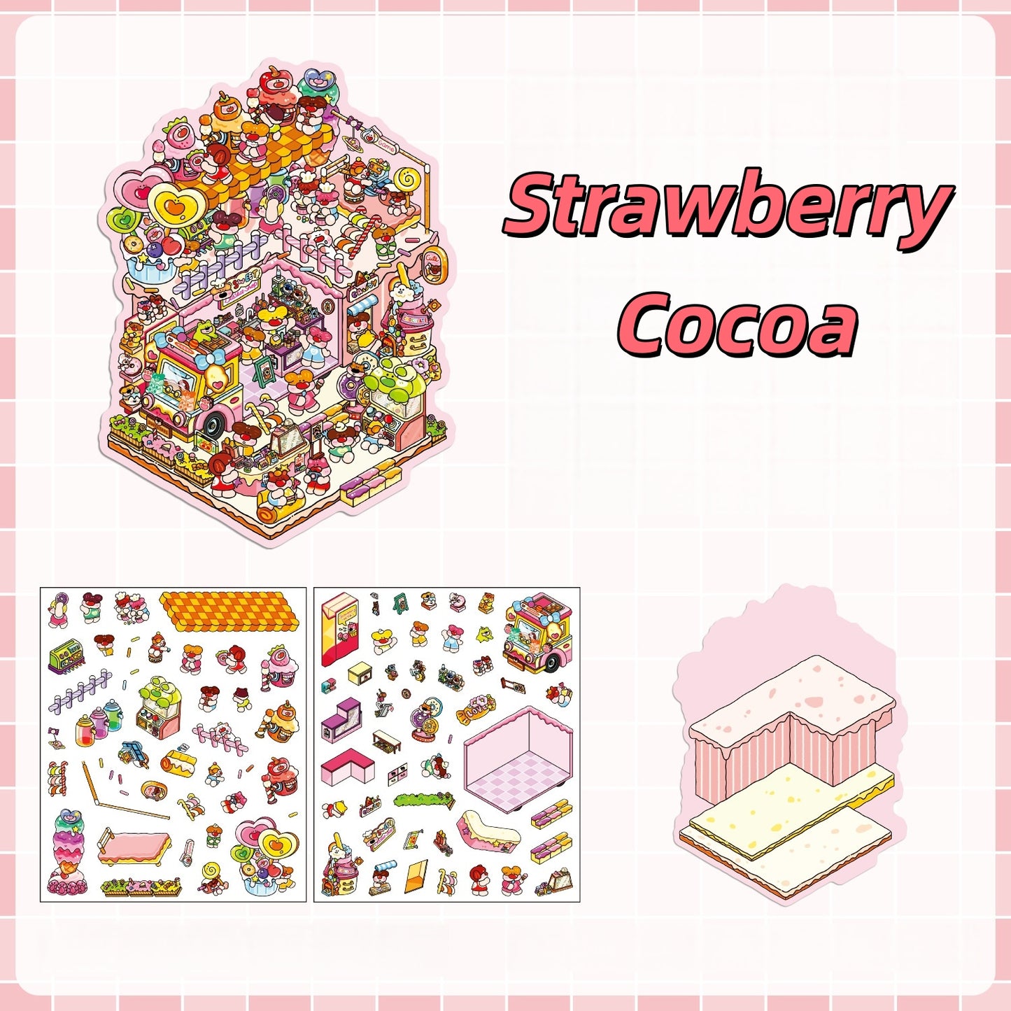 Sweet Shop 3D Sticker | 4 Cute Miniature Scenes