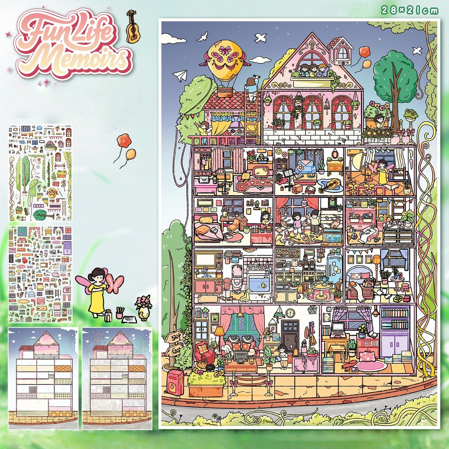Happy Memories 3D Sticker | 2 Cute Miniature Scenes