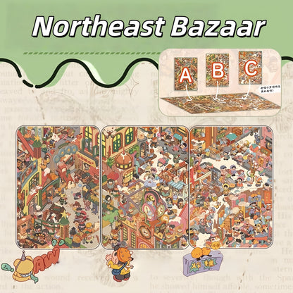Northeast Bazaar 3D Sticker | 3 Cute Miniature Scenes