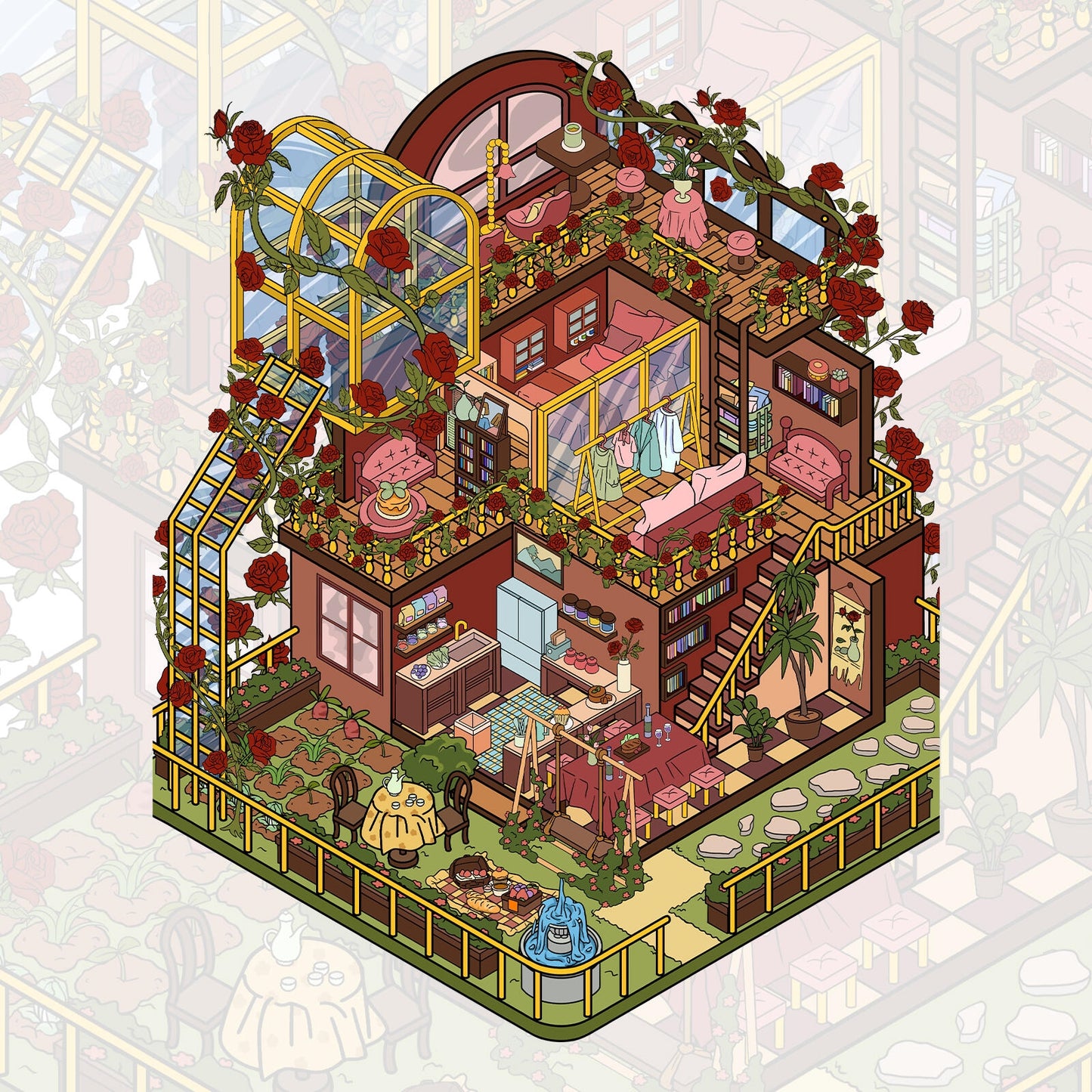 Rose Manor 3D Sticker