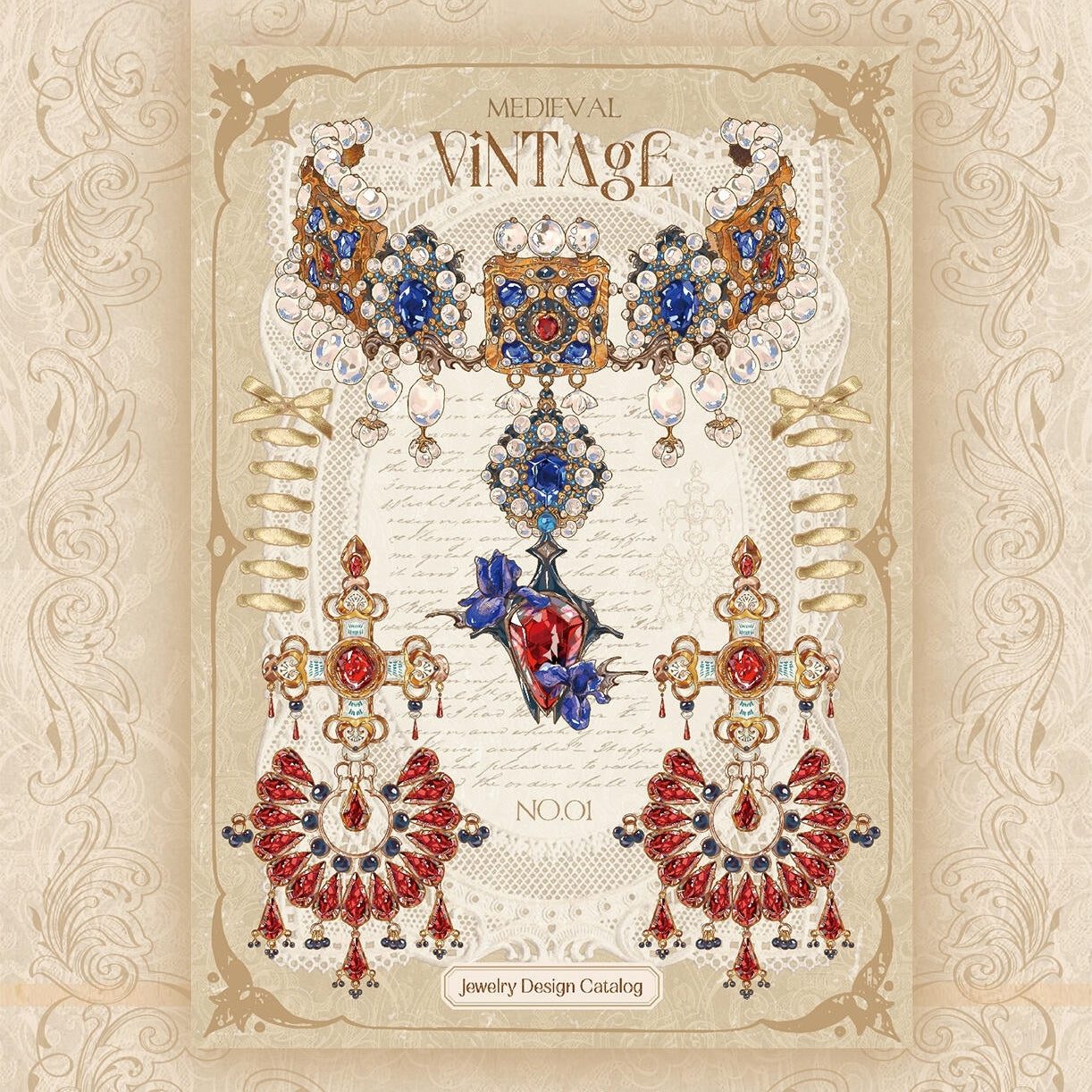 Jewelry Design Catalog 3D Sticker | 2 Cute Miniature Scenes
