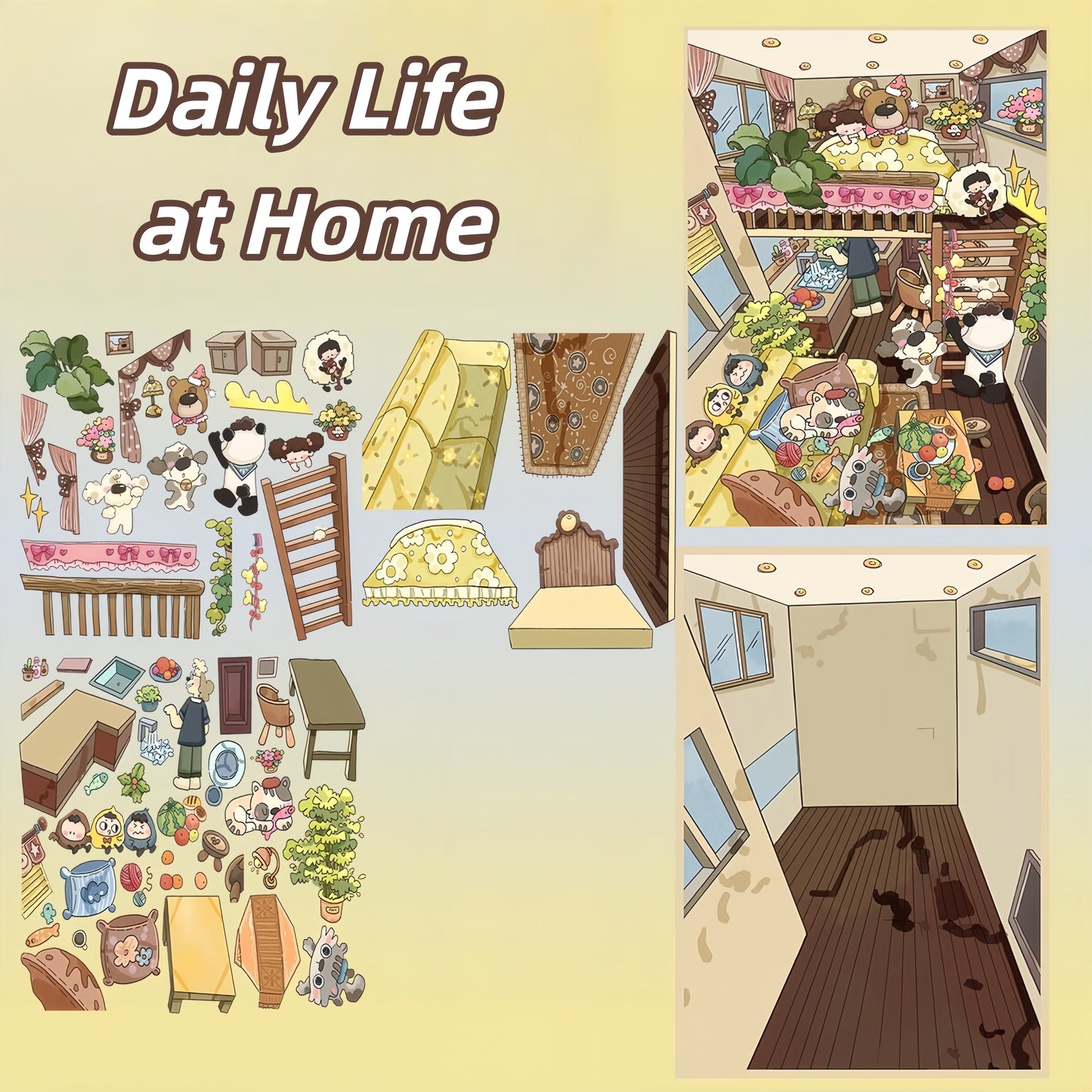 Fairy Tale Fun Space 3D Sticker | 4 Cute Miniature Scenes