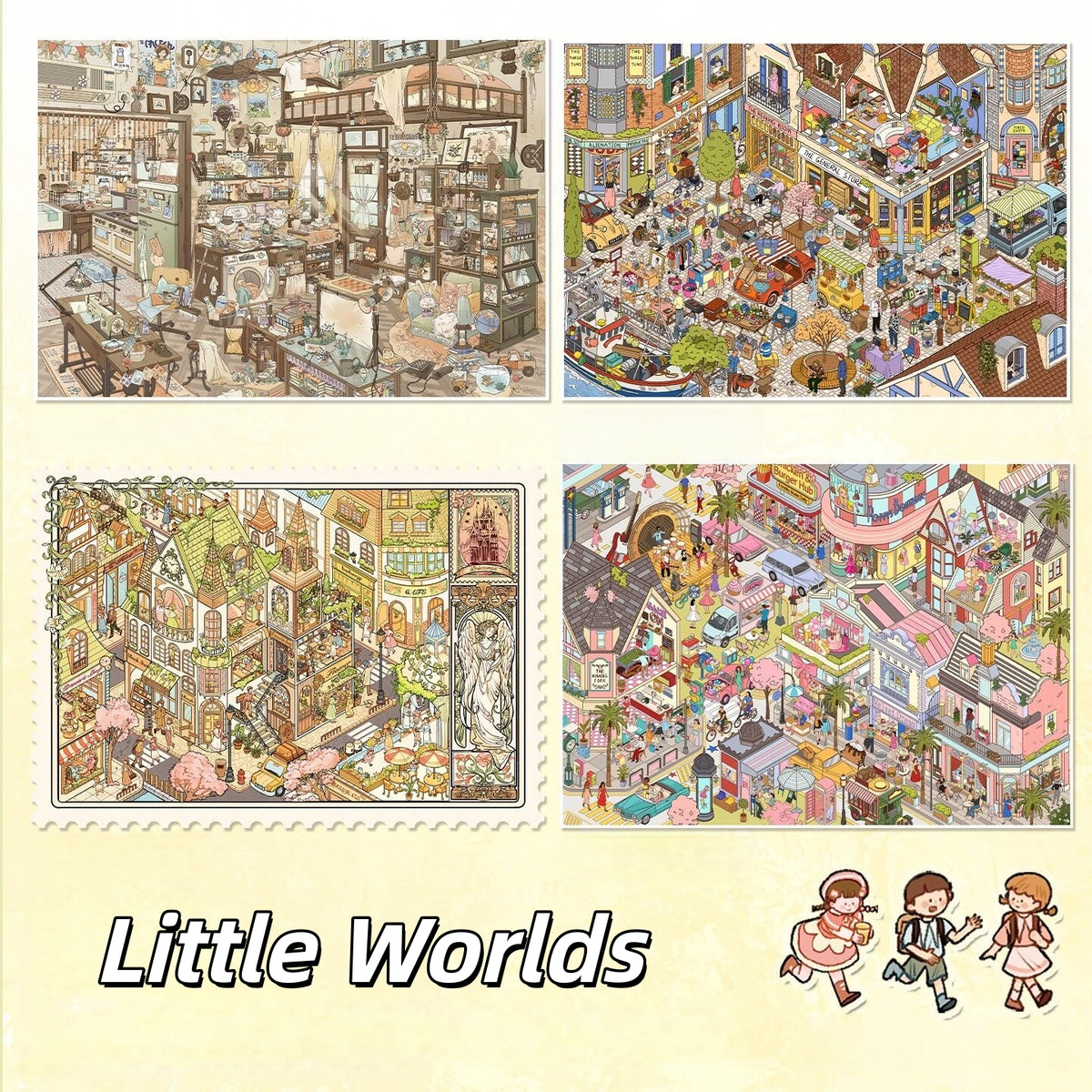 Little Worlds 3D Sticker | 4 Cute Miniature Scenes