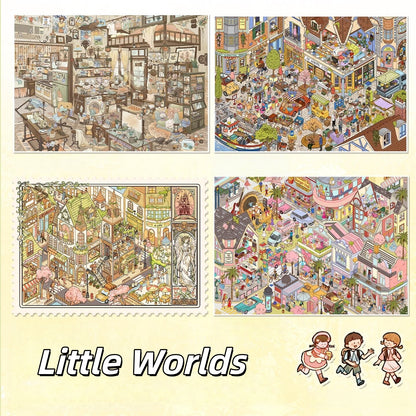 Little Worlds 3D Sticker | 4 Cute Miniature Scenes
