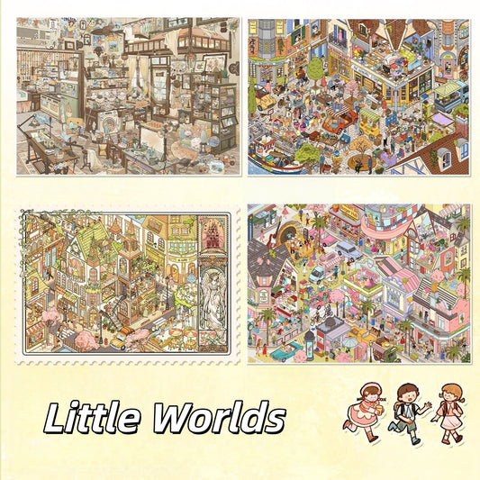 Little Worlds 3D Sticker | 4 Cute Miniature Scenes