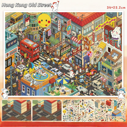 Streetscape 3D Sticker | 2 Cute Miniature Scenes