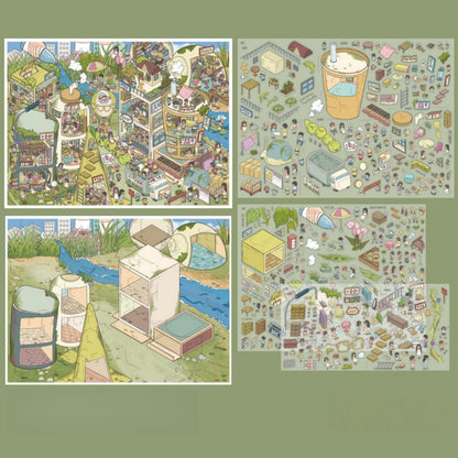 Magic World 3D Sticker | 6 Cute Miniature Scenes