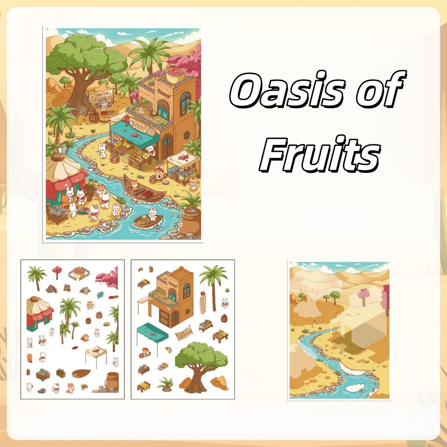 Oasis Journey 3D Sticker | 4 Cute Miniature Scenes