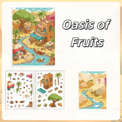 Oasis Journey 3D Sticker | 4 Cute Miniature Scenes