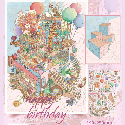 Meow’s World 3D Sticker | 2 Cute Miniature Scenes