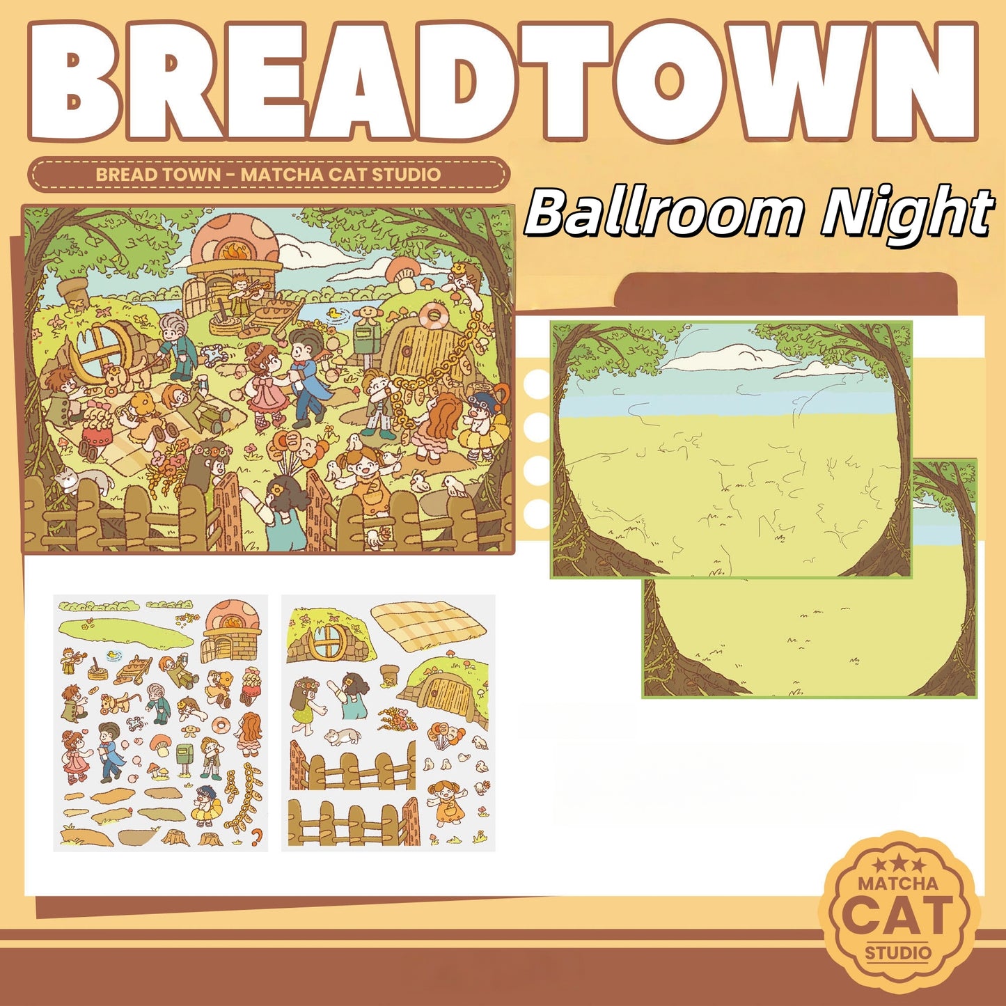 Bread Town 3D Sticker | 3 Cute Miniature Scenes