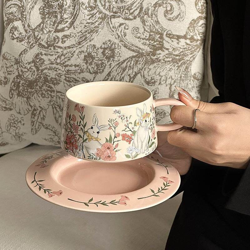 Rabbit Among Flowers Ceramic Mug