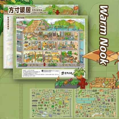 Whimsical Community 3D Sticker | 3 Cute Miniature Scenes