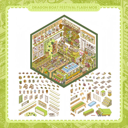 Hundred-Flavor Shop 3D Sticker | 3 Cute Miniature Scenes