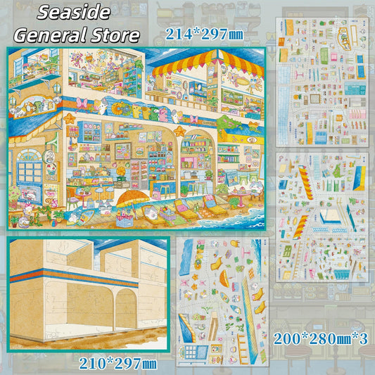 Warm Stores 3D Sticker | 2 Cute Miniature Scenes