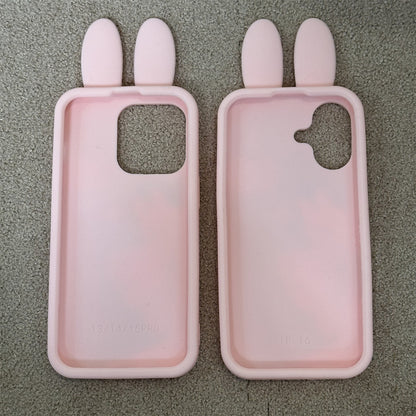 Cat and Bunny Waving Hello Silicone Phone Case