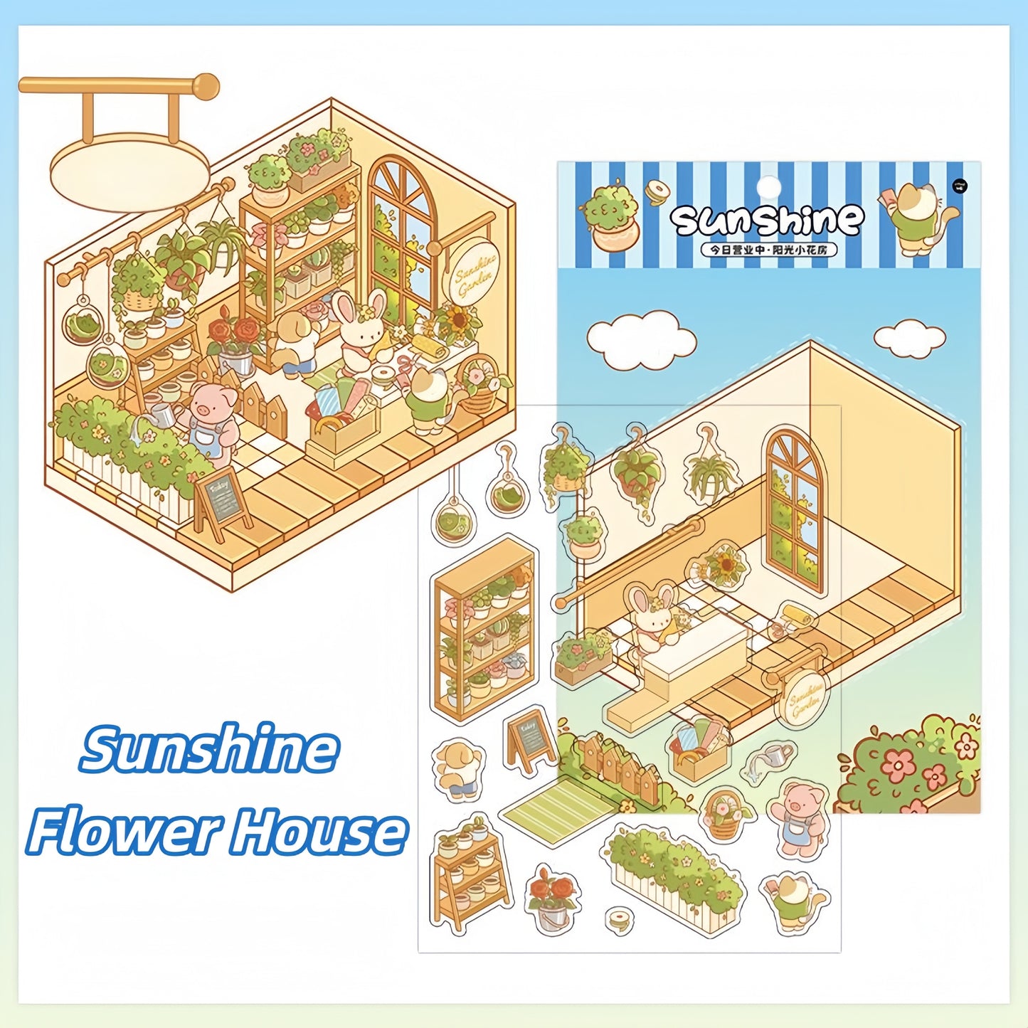 Paw's Shop 3D Sticker | 4 Cute Miniature Scenes