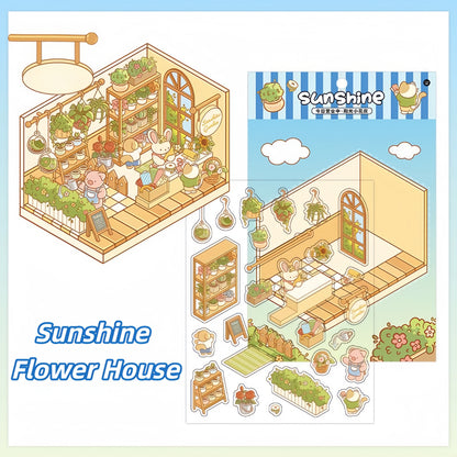 Paw's Shop 3D Sticker | 4 Cute Miniature Scenes