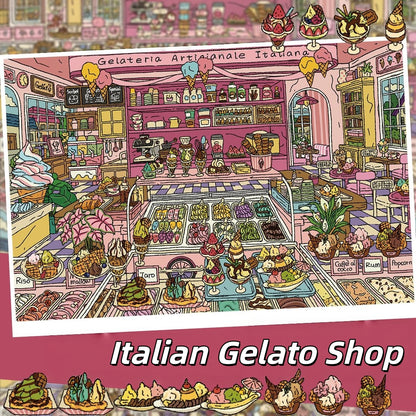 Corner Shop 3D Sticker | 4 Cute Miniature Scenes