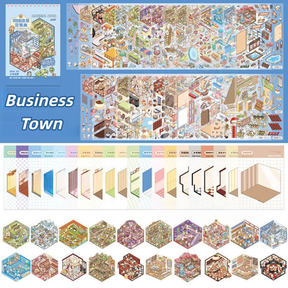 Cute Animal Business Town 3D Sticker Book