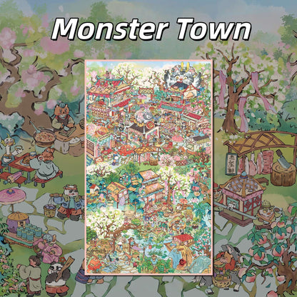 Monster Town 3D Sticker | 3 Cute Miniature Scenes
