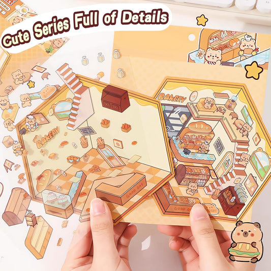 Tiny Animal Wonders 3D Sticker | 4 Cute Miniature Scenes