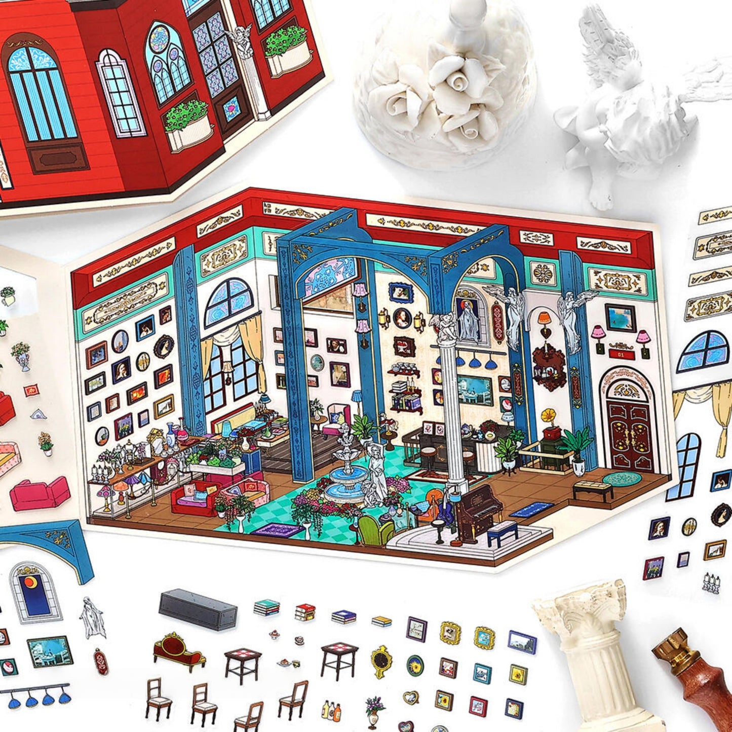 Rome Hotel 3D Sticker | 4 Cute Miniature Scenes