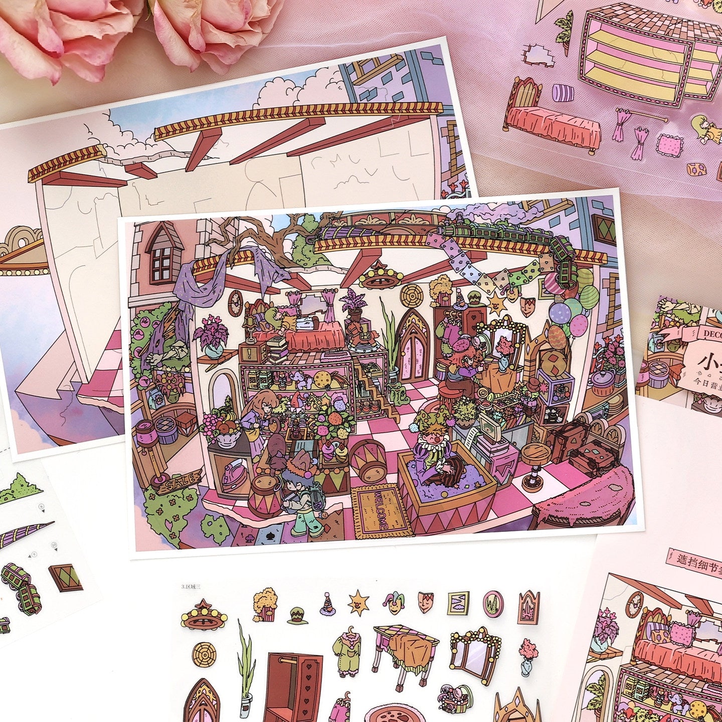 Dark Fantasy 3D Sticker | 4 Cute Miniature Scenes