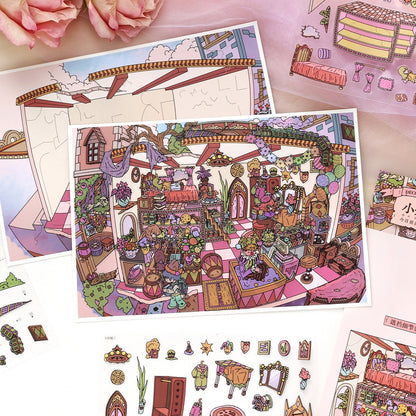 Dark Fantasy 3D Sticker | 4 Cute Miniature Scenes