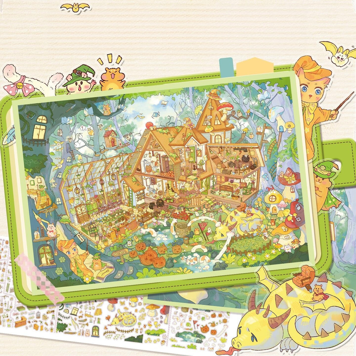 Cozy Summer Dwellings 3D Sticker | 4 Cute Miniature Scenes