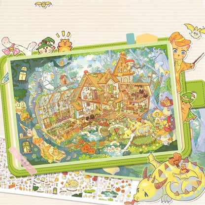 Cozy Summer Dwellings 3D Sticker | 4 Cute Miniature Scenes