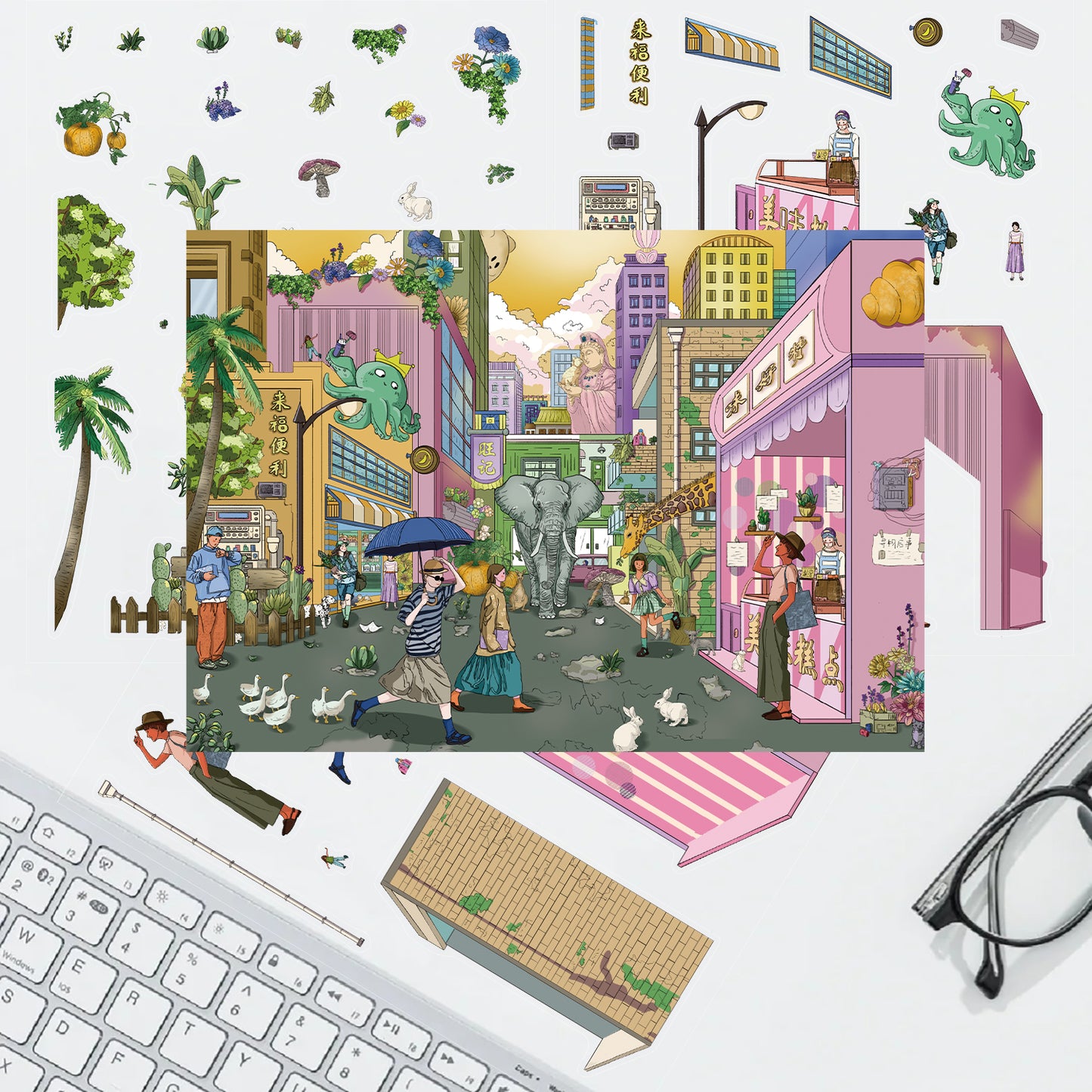 Wandering in the City 3D Sticker