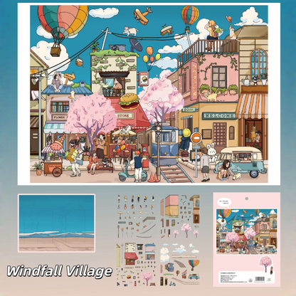Little Town 3D Sticker | 2 Cute Miniature Scenes
