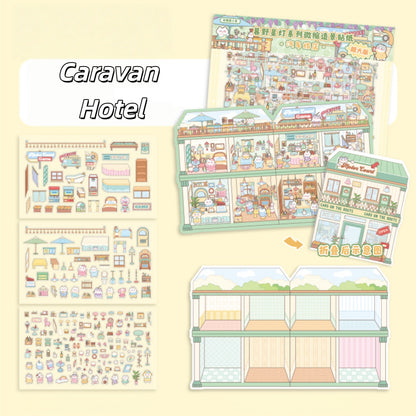 Fantasy Buildings 3D Sticker | 4 Cute Miniature Scenes