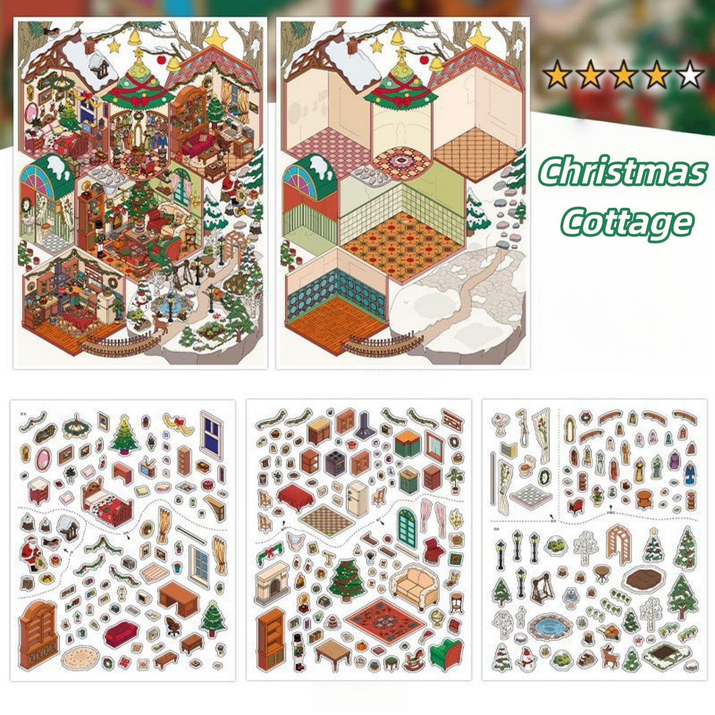 Christmas Cottage 3D Sticker