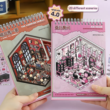 Horror Theme 3D Sticker Book | 20 Cute Miniature Scenes