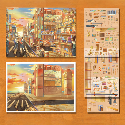 Colour of Four Seasons 3D Sticker | 4 Cute Miniature Scenes
