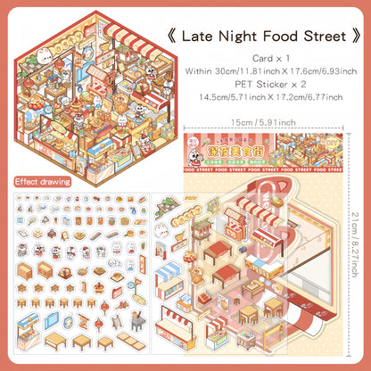 Paw Shops 3D Sticker | 4 Cute Miniature Scenes