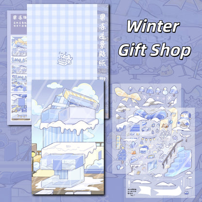 Four Season Shops 3D Sticker | 4 Cute Miniature Scenes