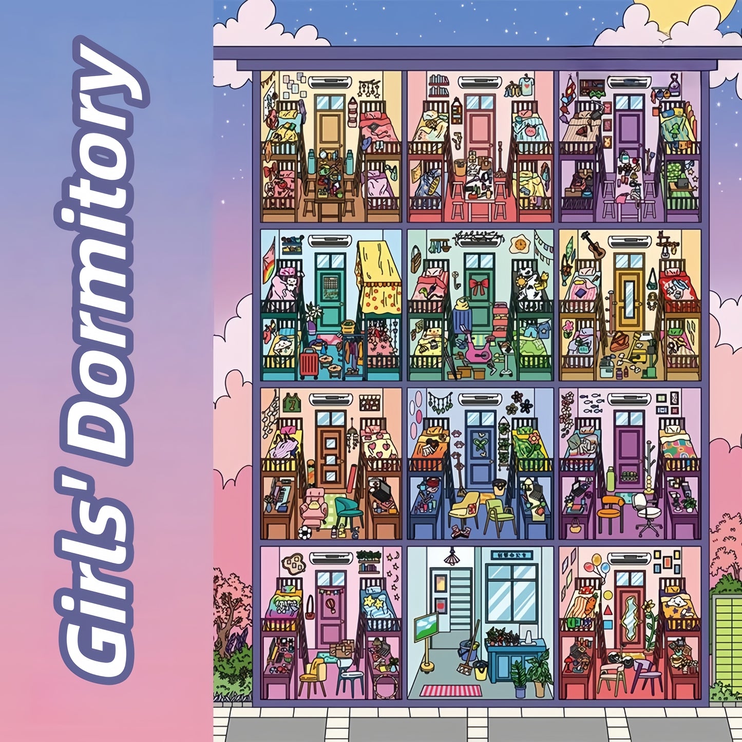Dormitory Cubicle 3D Sticker | 2 Cute Miniature Scenes